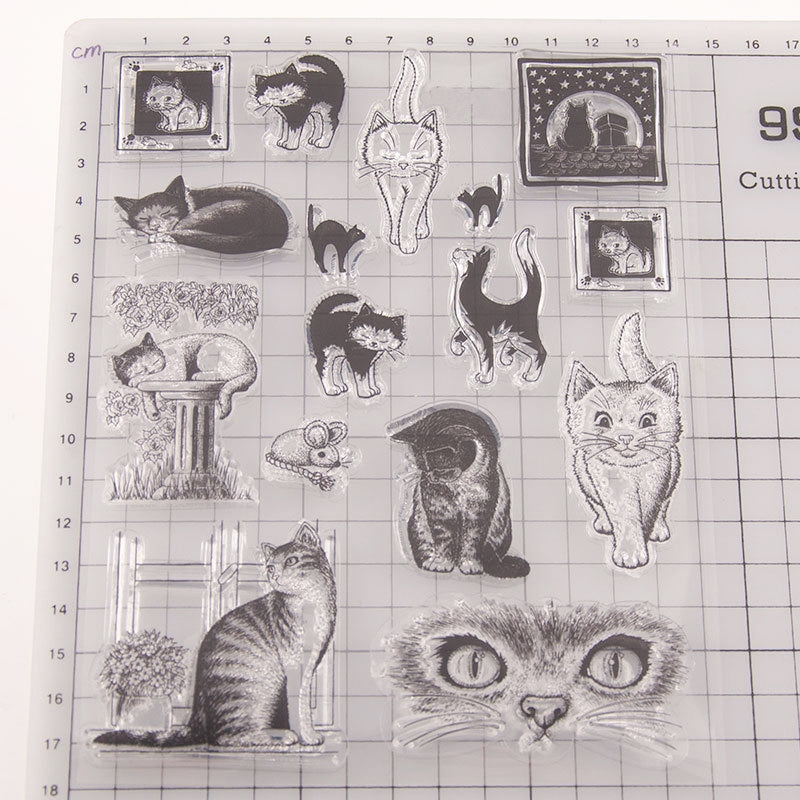 Cat-themed Clear Silicone Stamp b1