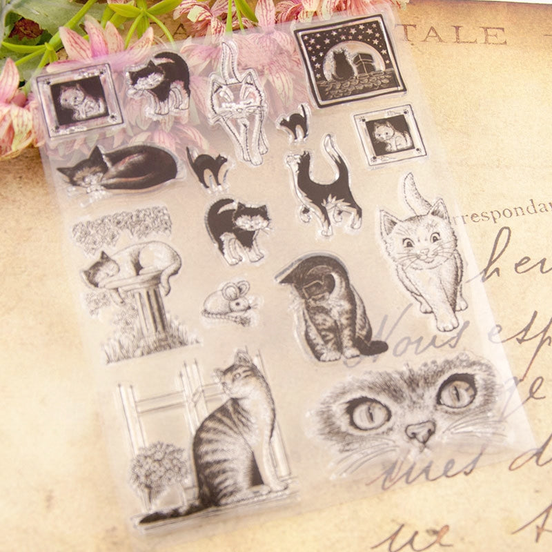Cat-themed Clear Silicone Stamp b2
