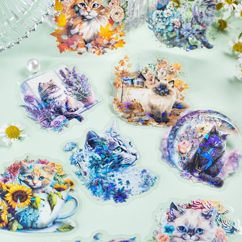 Cat-themed Holographic PET Stickers b5