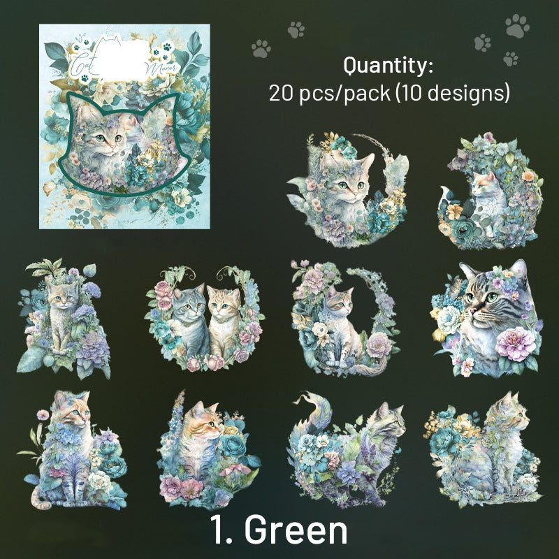 Cat-themed Holographic PET Stickers sku-1