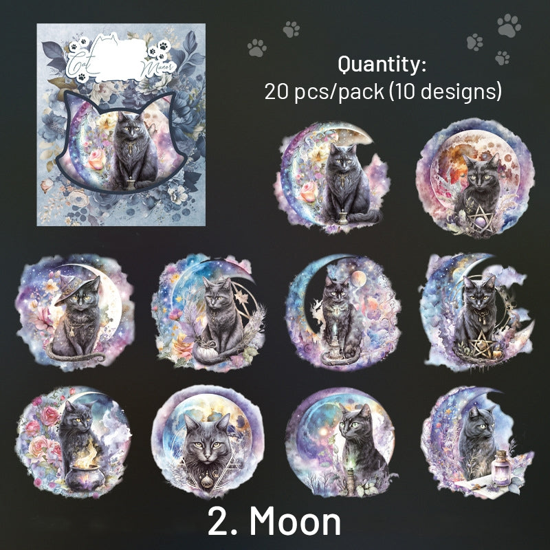Cat-themed Holographic PET Stickers sku-2
