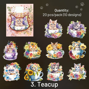Cat-themed Holographic PET Stickers sku-3