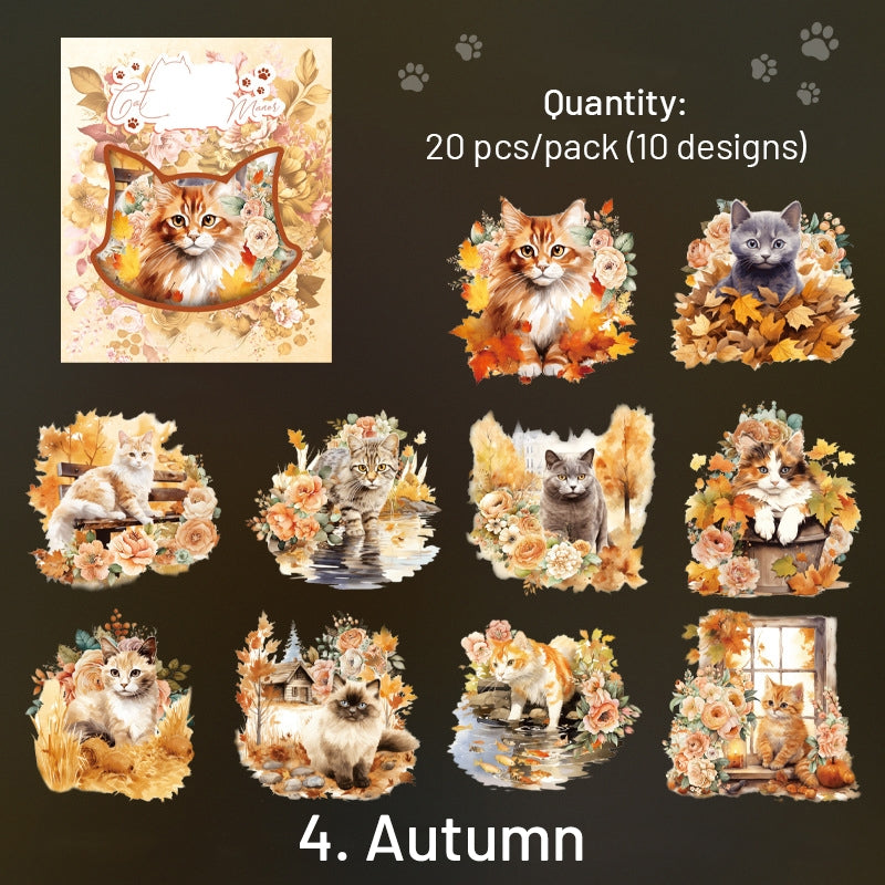 Cat-themed Holographic PET Stickers sku-4