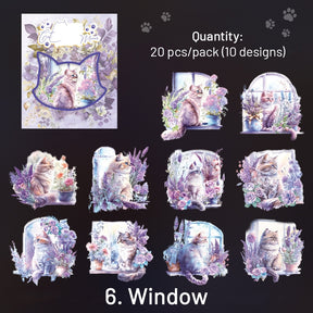 Cat-themed Holographic PET Stickers sku-6
