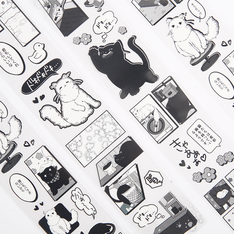 Cat-themed PET Long Stickers b1