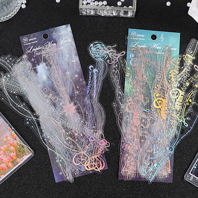 Chain Holographic PET Stickers - Lace, Butterfly, Music, Moon b4