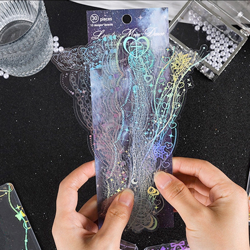 Chain Holographic PET Stickers - Lace, Butterfly, Music, Moon b6
