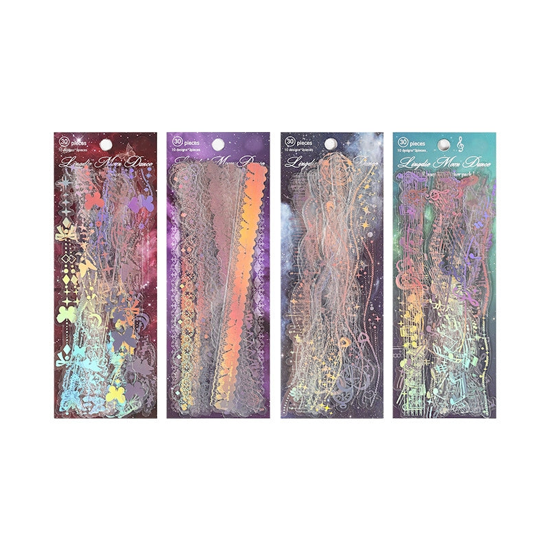 Chain Holographic PET Stickers - Lace, Butterfly, Music, Moon b7