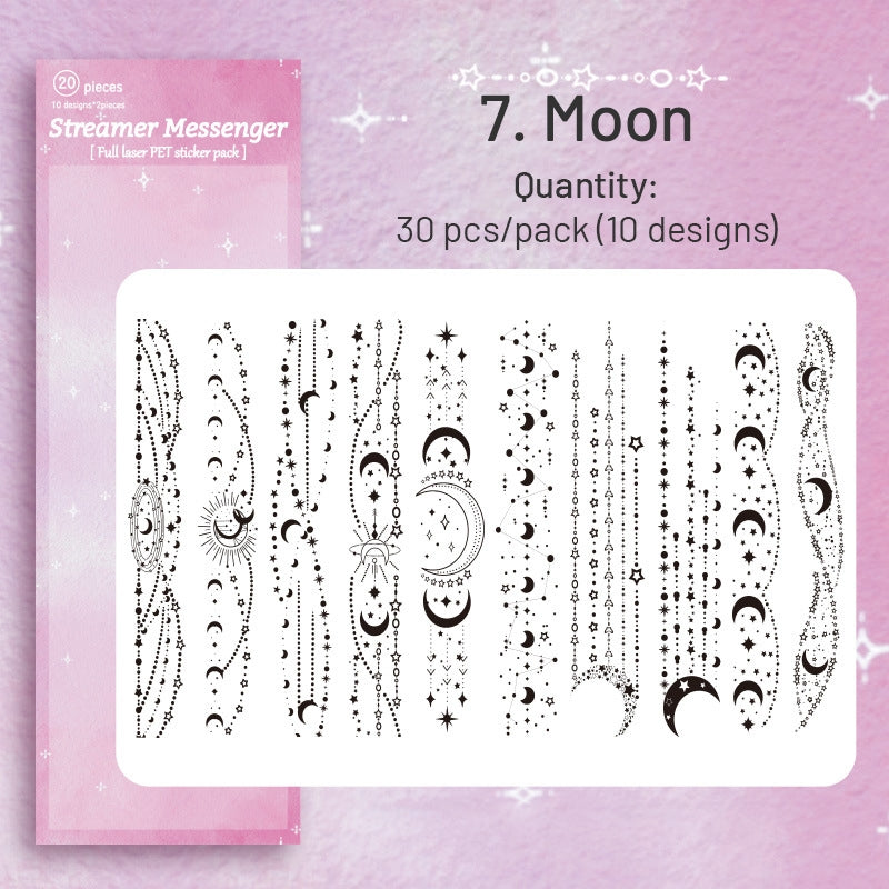 Chain Holographic PET Stickers - Lace, Butterfly, Music, Moon sku-7
