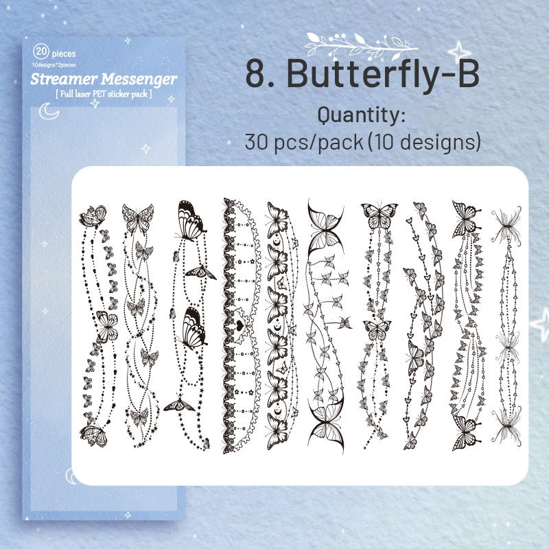 Chain Holographic PET Stickers - Lace, Butterfly, Music, Moon sku-8
