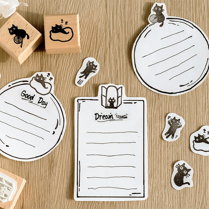 Wood Mounted Rubber Stamps Cute Kitten Decorative Wooden Rubber Stamp Set  For Diy Craft Diary And