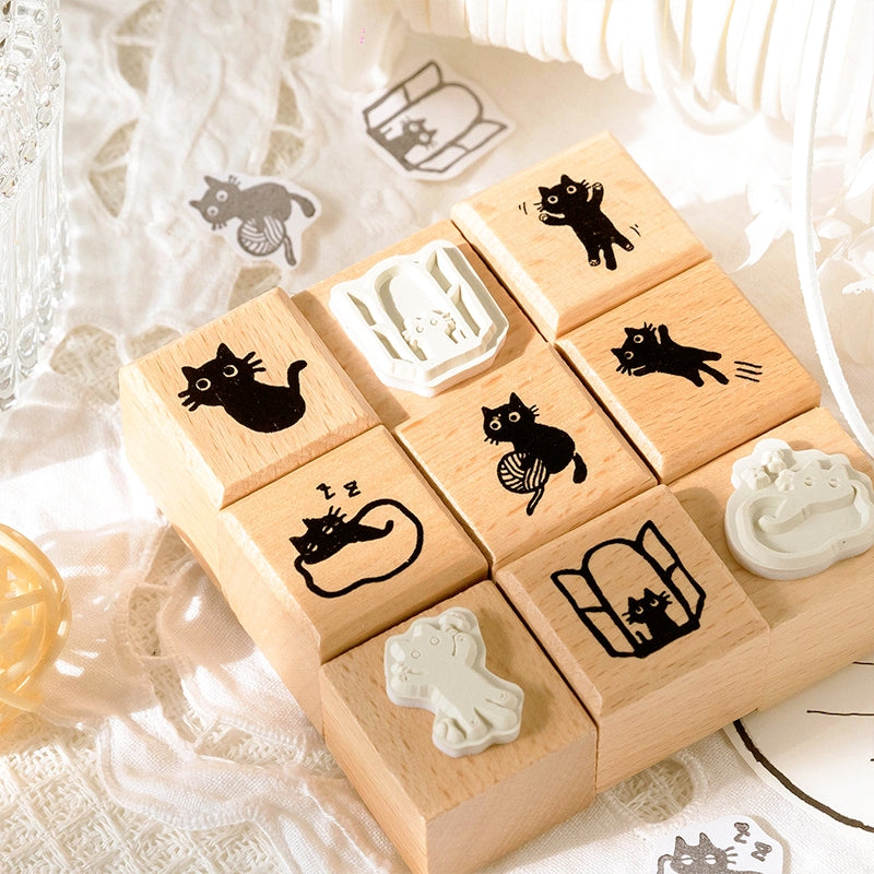 1 Set Wooden Rubber Stamps Stationery Symbol Stamp Mini Stamps