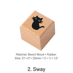 Childlike Cartoon Cute Cat Wooden Rubber Stamp sku-2