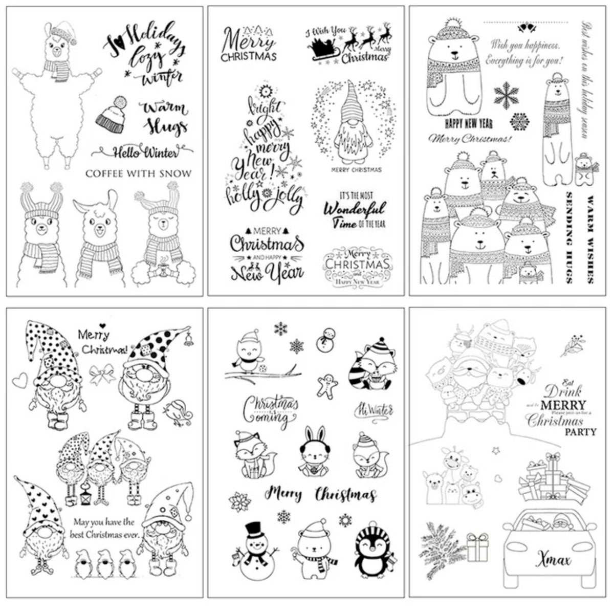 Christmas Alpaca Silicone Rubber Stamps1