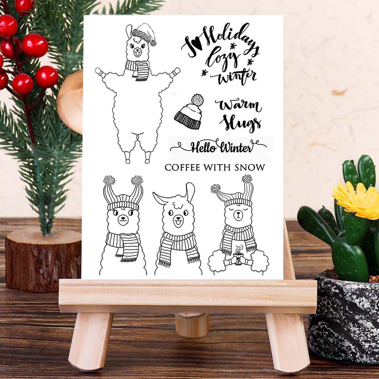 Christmas Alpaca Silicone Rubber Stamps