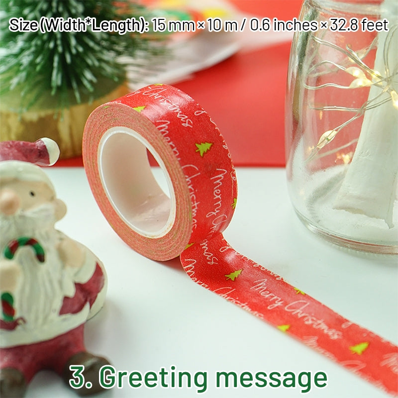 Christmas Basic Decorative Washi Tape - Snowflake, Christmas Tree, Greetings sku-3