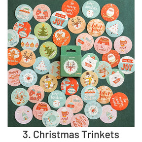 Christmas Boxed Stickers - Greetings, Labels, Christmas Trees, Snowmen sku-3