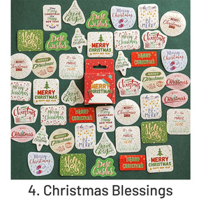 Christmas Boxed Stickers - Greetings, Labels, Christmas Trees, Snowmen sku-4