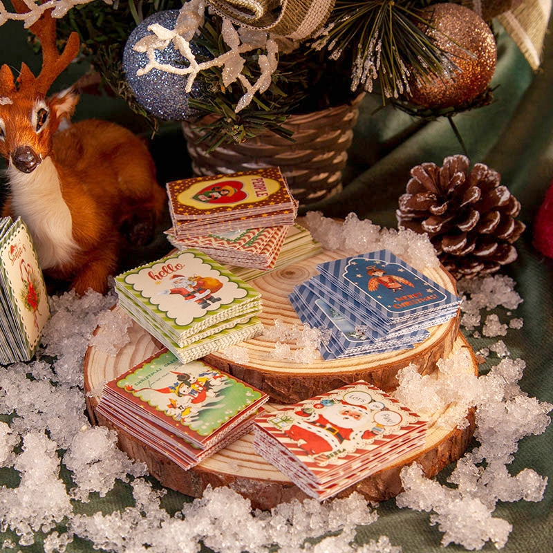 Christmas Cartoon Long Washi Stickers - Tree, Girl, Poster, Snowscape, Santa Claus b2