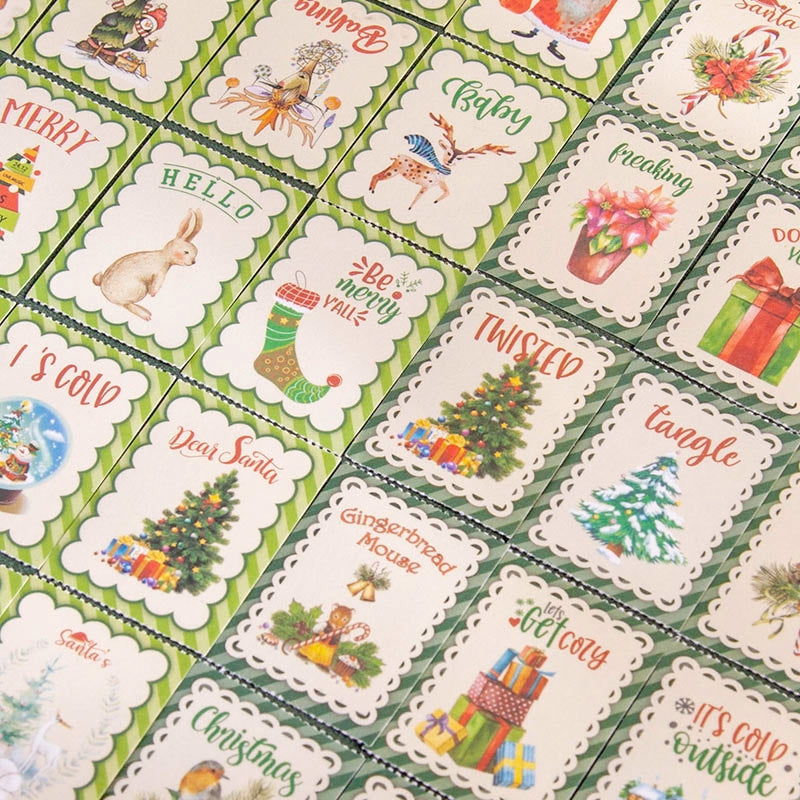 Christmas Cartoon Long Washi Stickers - Tree, Girl, Poster, Snowscape, Santa Claus b3