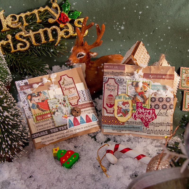 Christmas Cartoon Long Washi Stickers - Tree, Girl, Poster, Snowscape, Santa Claus b4