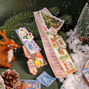 Christmas Cartoon Long Washi Stickers - Tree, Girl, Poster, Snowscape, Santa Claus b5