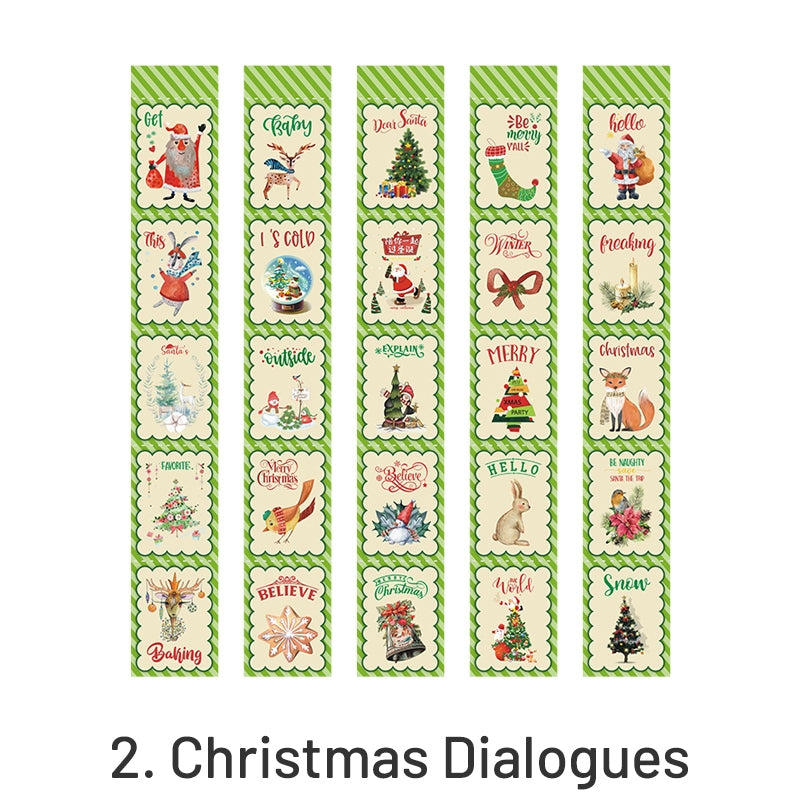Christmas Cartoon Long Washi Stickers - Tree, Girl, Poster, Snowscape, Santa Claus sku-2