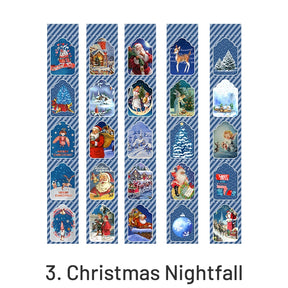 Christmas Cartoon Long Washi Stickers - Tree, Girl, Poster, Snowscape, Santa Claus sku-3