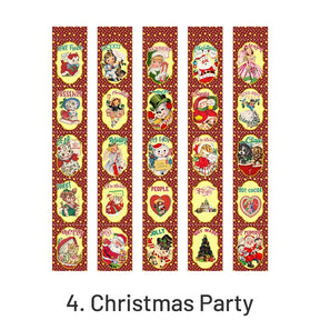 Christmas Cartoon Long Washi Stickers - Tree, Girl, Poster, Snowscape, Santa Claus sku-4