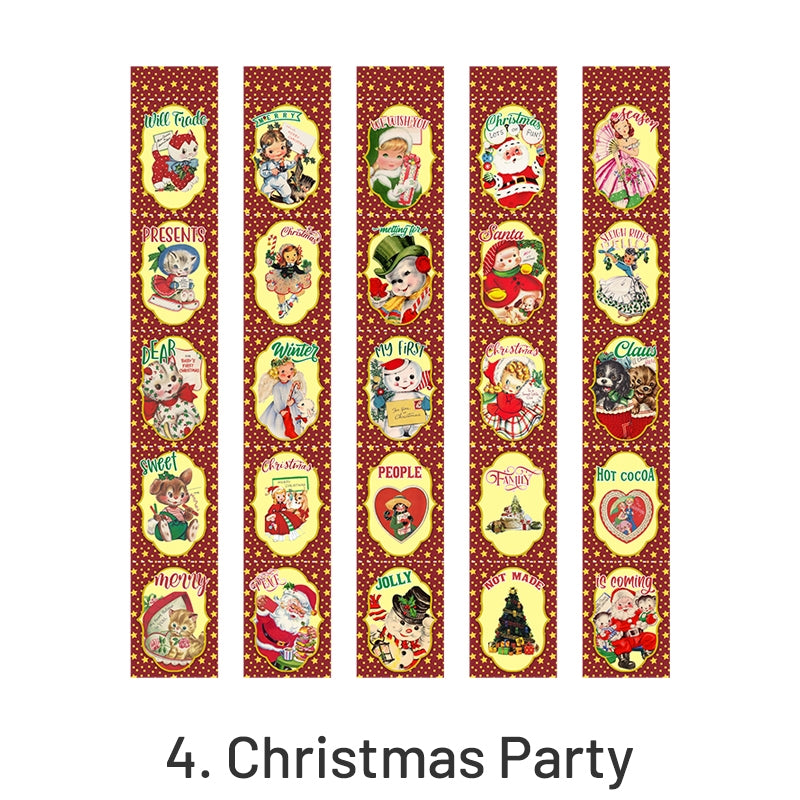Christmas Cartoon Long Washi Stickers - Tree, Girl, Poster, Snowscape, Santa Claus sku-4