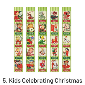 Christmas Cartoon Long Washi Stickers - Tree, Girl, Poster, Snowscape, Santa Claus sku-5