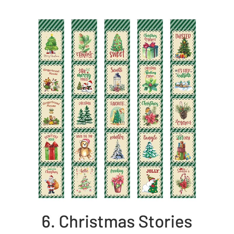 Christmas Cartoon Long Washi Stickers - Tree, Girl, Poster, Snowscape, Santa Claus sku-6