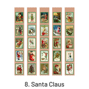 Christmas Cartoon Long Washi Stickers - Tree, Girl, Poster, Snowscape, Santa Claus sku-8