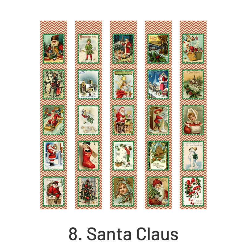 Christmas Cartoon Long Washi Stickers - Tree, Girl, Poster, Snowscape, Santa Claus sku-8