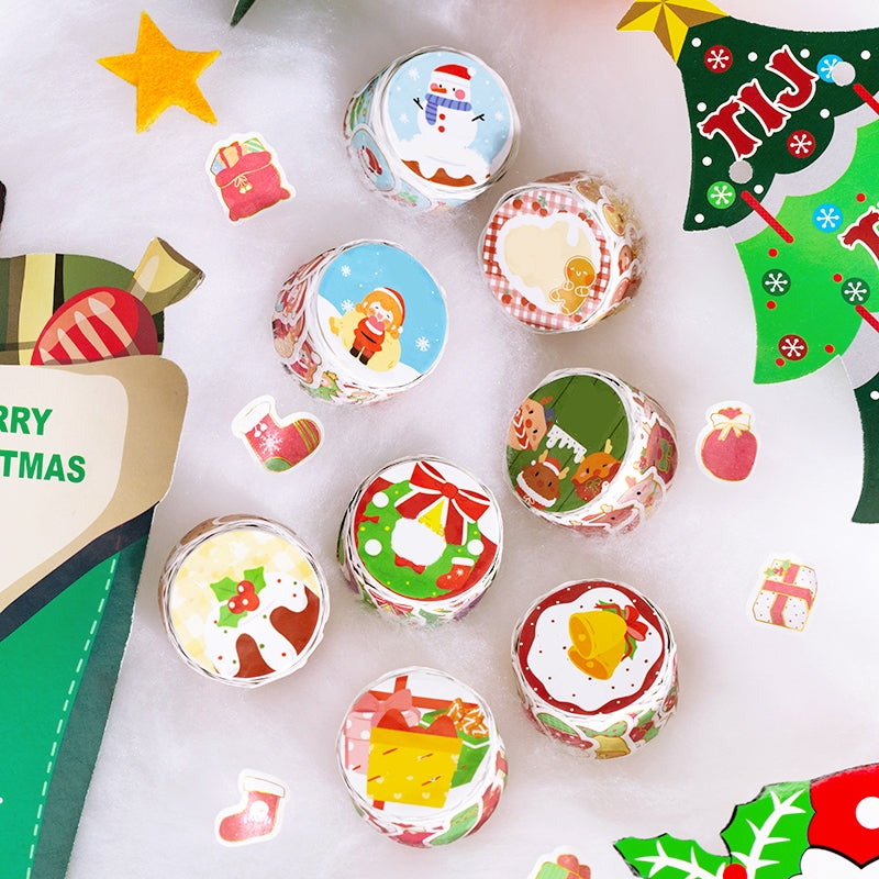 Christmas Cartoon Washi Stickers - Reindeer, Girl, Food, Tree, Snow a