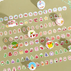 Christmas Cartoon Washi Stickers - Reindeer, Girl, Food, Tree, Snow b1