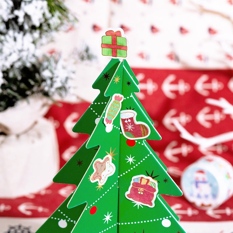 Christmas Cartoon Washi Stickers - Reindeer, Girl, Food, Tree, Snow b3