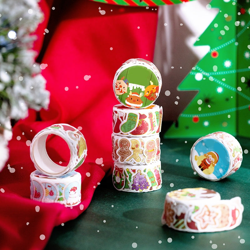 Christmas Cartoon Washi Stickers - Reindeer, Girl, Food, Tree, Snow b4