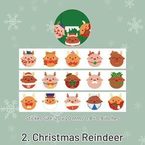 Christmas Cartoon Washi Stickers - Reindeer, Girl, Food, Tree, Snow sku-2