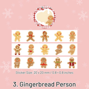 Christmas Cartoon Washi Stickers - Reindeer, Girl, Food, Tree, Snow sku-3