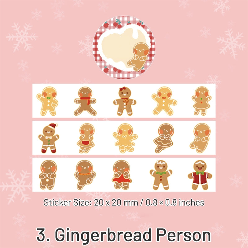 Christmas Cartoon Washi Stickers - Reindeer, Girl, Food, Tree, Snow sku-3