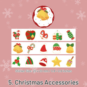Christmas Cartoon Washi Stickers - Reindeer, Girl, Food, Tree, Snow sku-5