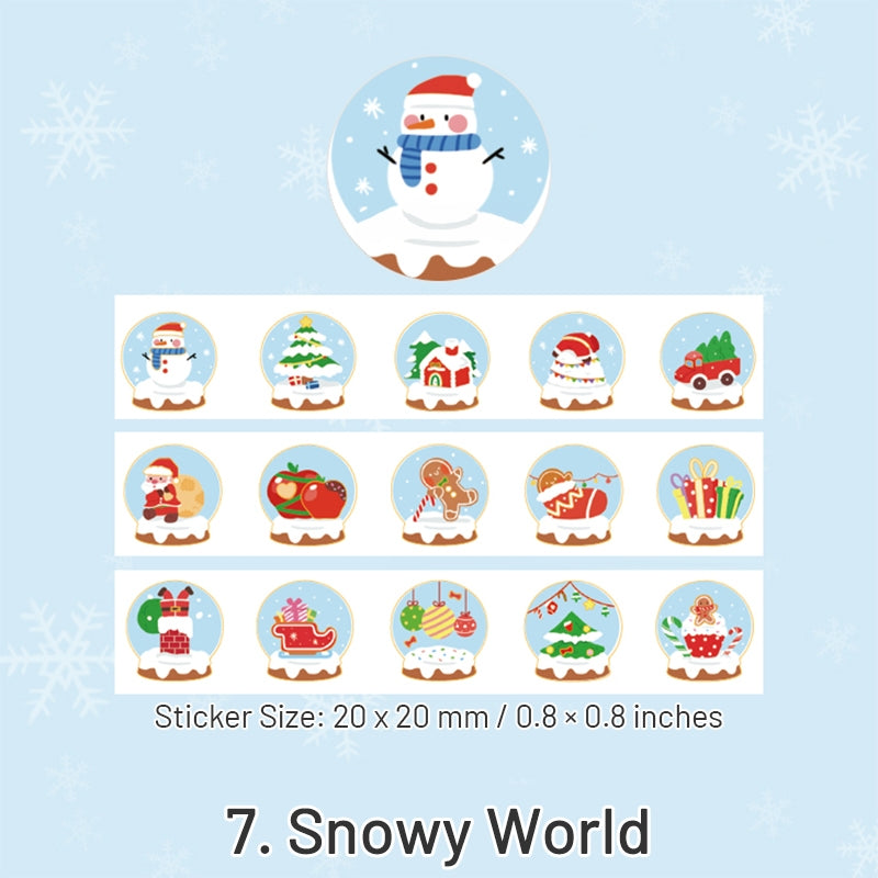 Christmas Cartoon Washi Stickers - Reindeer, Girl, Food, Tree, Snow sku-7
