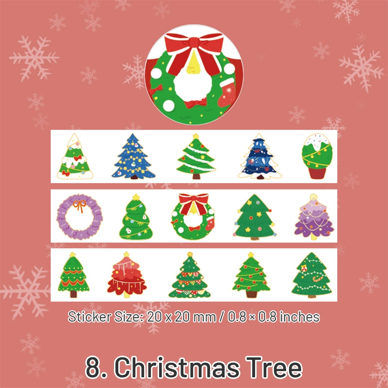 Christmas Cartoon Washi Stickers - Reindeer, Girl, Food, Tree, Snow sku-8