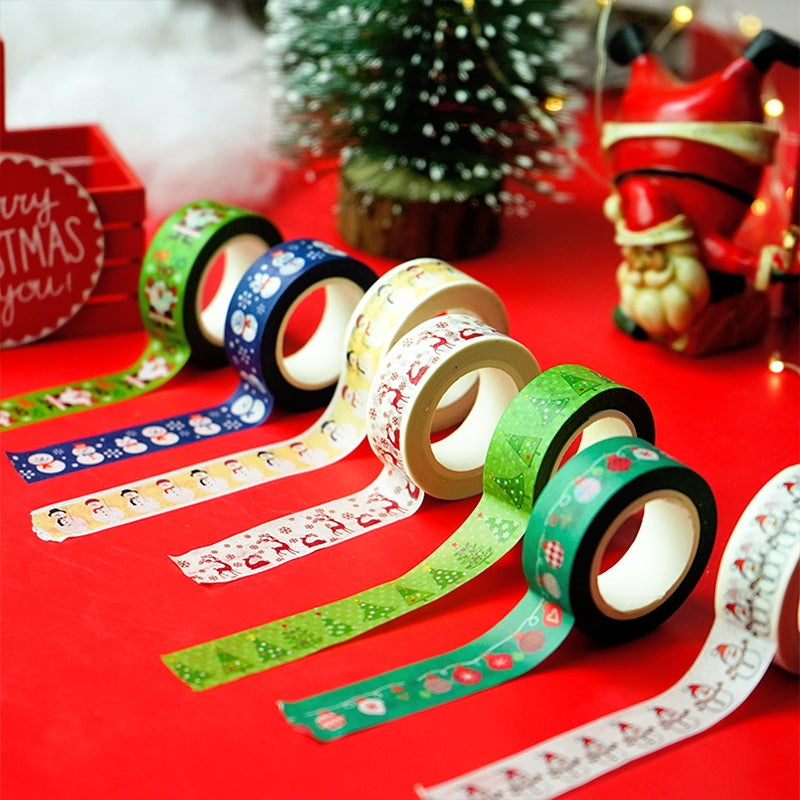 Christmas Cartoon Washi Tape - Ornaments, Snowflake, Snowman, Tree, Words b2