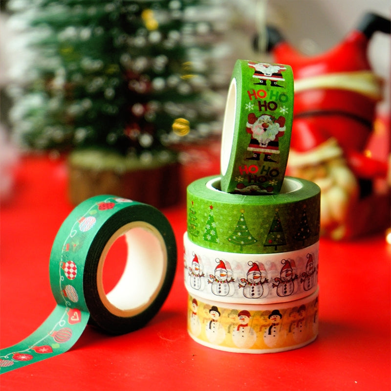 Christmas Cartoon Washi Tape - Ornaments, Snowflake, Snowman, Tree, Words b3