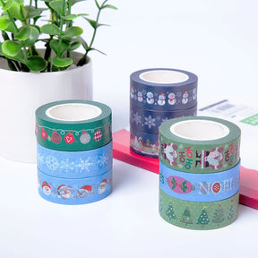 Christmas Cartoon Washi Tape - Ornaments, Snowflake, Snowman, Tree, Words b6