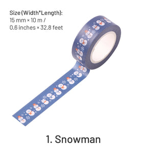 Christmas Cartoon Washi Tape - Ornaments, Snowflake, Snowman, Tree, Words sku-1