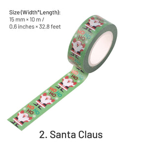 Christmas Cartoon Washi Tape - Ornaments, Snowflake, Snowman, Tree, Words sku-2