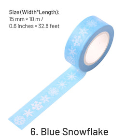 Christmas Cartoon Washi Tape - Ornaments, Snowflake, Snowman, Tree, Words sku-6